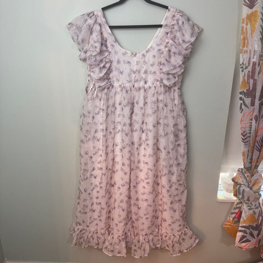 ARULA Ruffle Sleeve Floral Maxi Dress